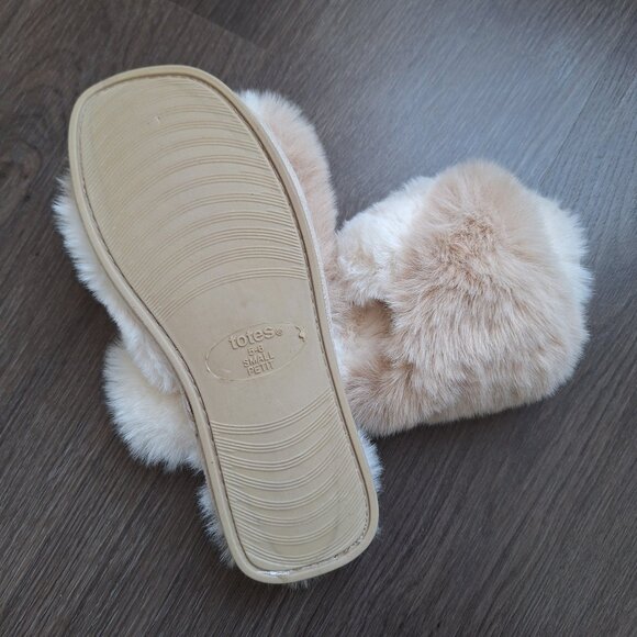 totes toasties™ Faux Fur Open Toe Slide Slippers NWOT - Picture 4 of 5